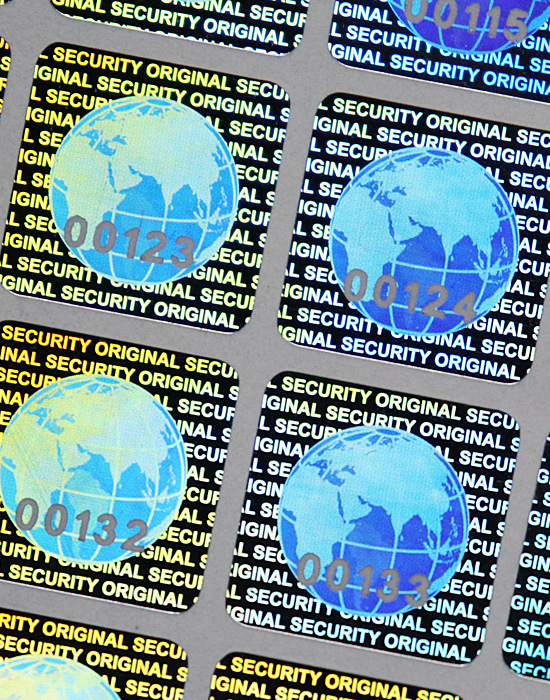Holographic Security Labels "Globe" – 15 x 15 mm with serial number