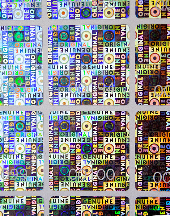 Holographic Security Labels – «ORIGINAL, GENUINE», 23 x 23 mm