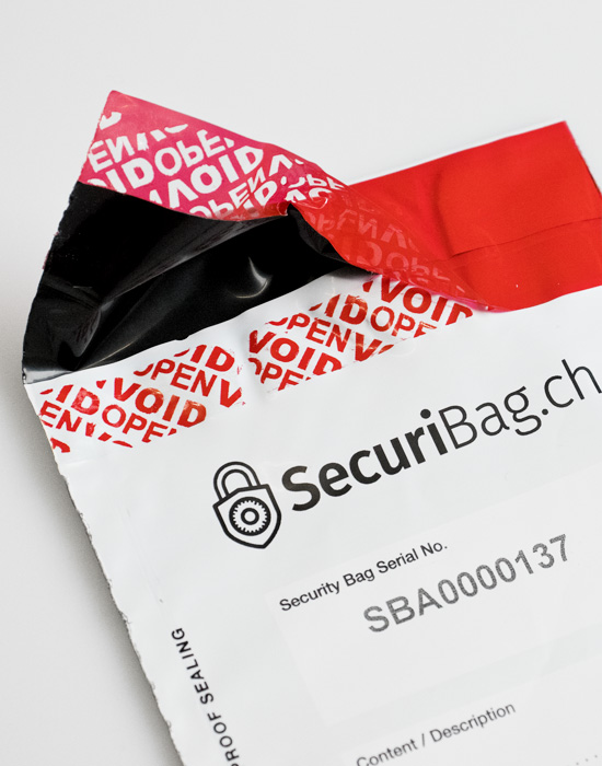SecuriBag (Safe Bag), Security Bag/Sicherheitsbeutel mit VOIDOPEN Tampering (Öffnungsschutz)